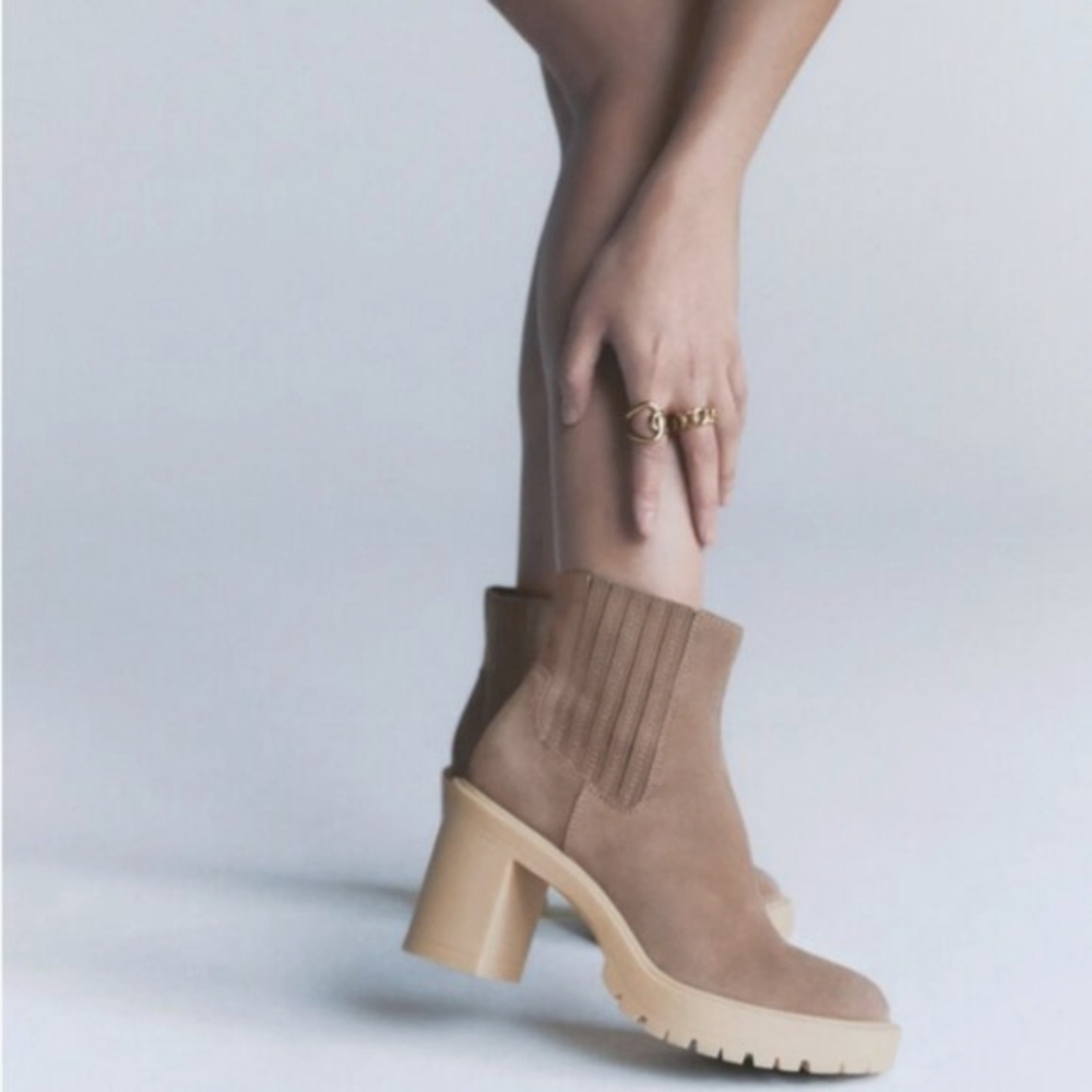 Dolce Vita Caster H2O Platform Ankle Booties Mushroom Suede